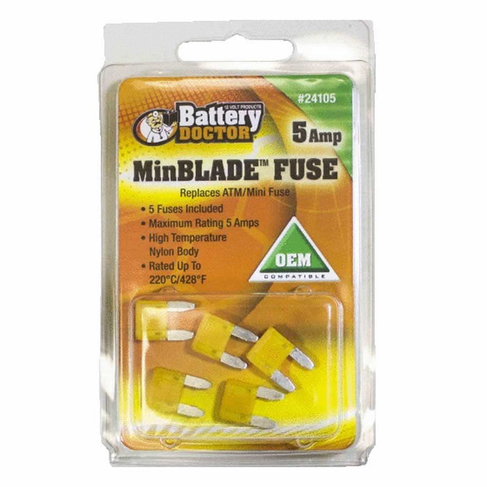 Wirthco 24105 Battery Doctor Minblade Fuses, 5A, 5/Pk