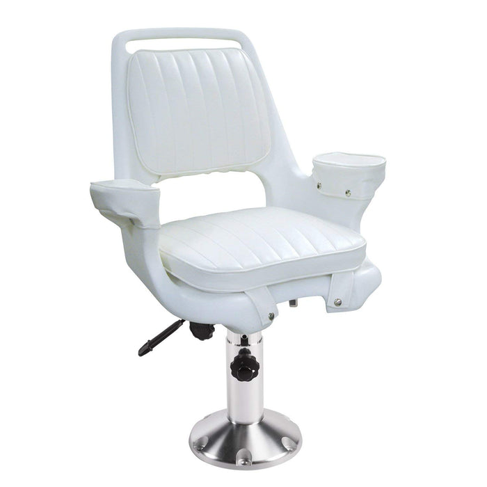 Wise 8WD1007-6-710 Captain's Chair Package, White, includes Chair, Cushions, 12 to 18" Adjustable Pedestal, Seat Slide