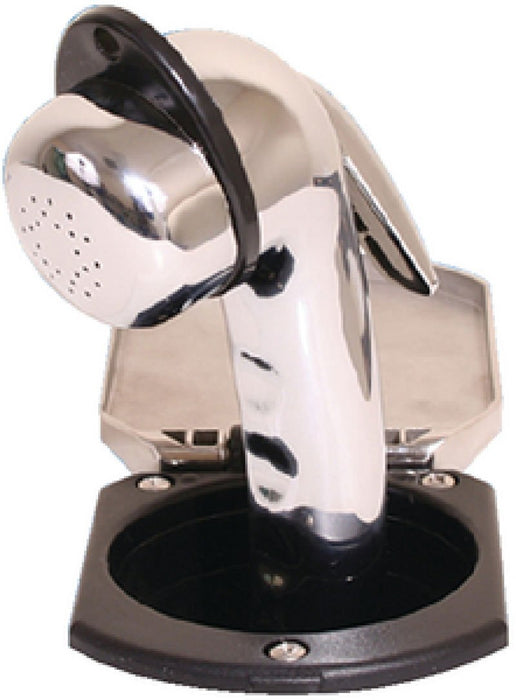 Scandvik 12125P SS Recessed Shower with Composite Cup, Euro Style Sprayer, Chrome Handle, Black Cup w/ 6' Black Nylon Hose