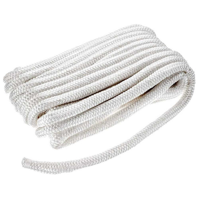 Seachoice Double-Braid Nylon Dock Line w/ Eye Splice, Pre-Shrunk, Heat Stabilized, 3/4 In. X 50 Ft., White