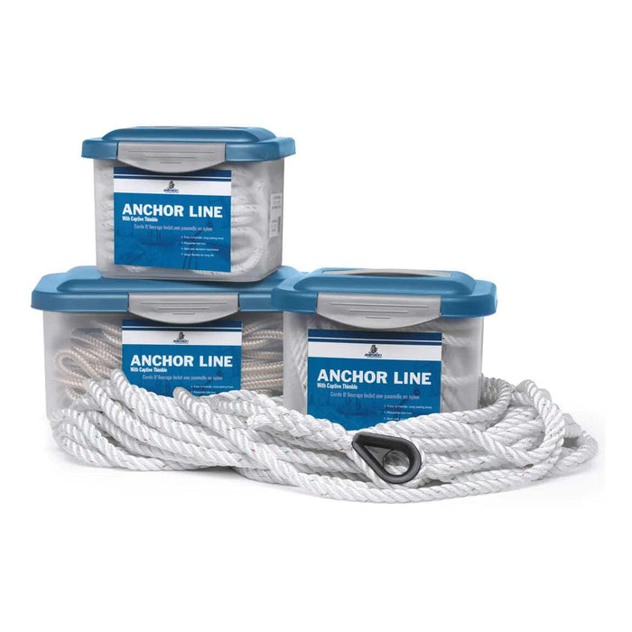 Samson Rope 603 032 015 083 Samson Pro-Set-3 Nylon Anchor Line, White w/ Red & Green Tracers