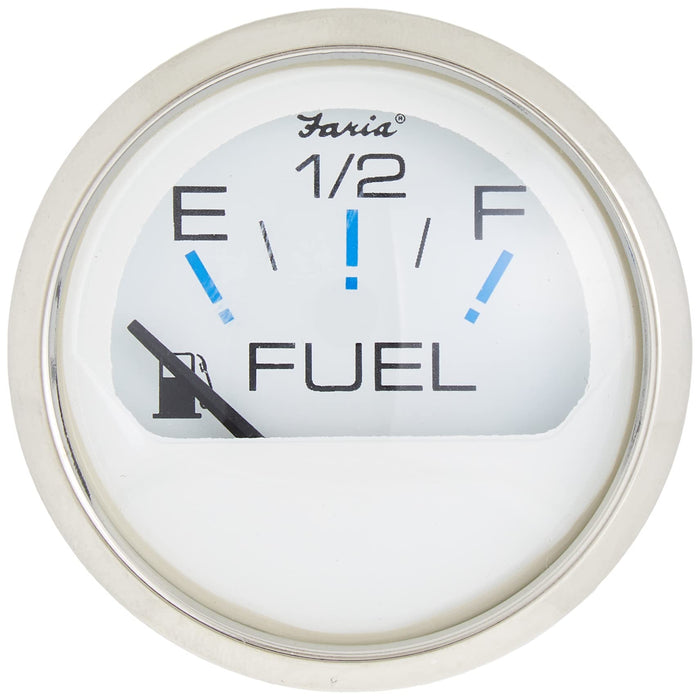 Faria 13801 Chesapeake SS White 2" Gauge Fuel Level Gauge (E-1/2-F)