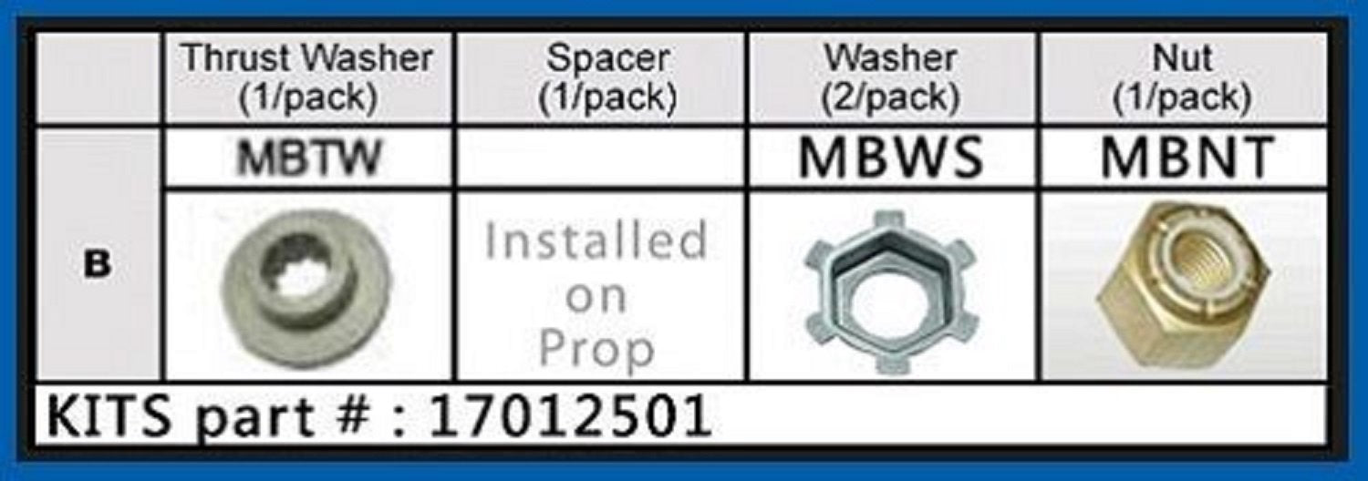 Solas Propeller 17012501 Solas Fixed Hub Prop Hardware Kit Mercury, Type B