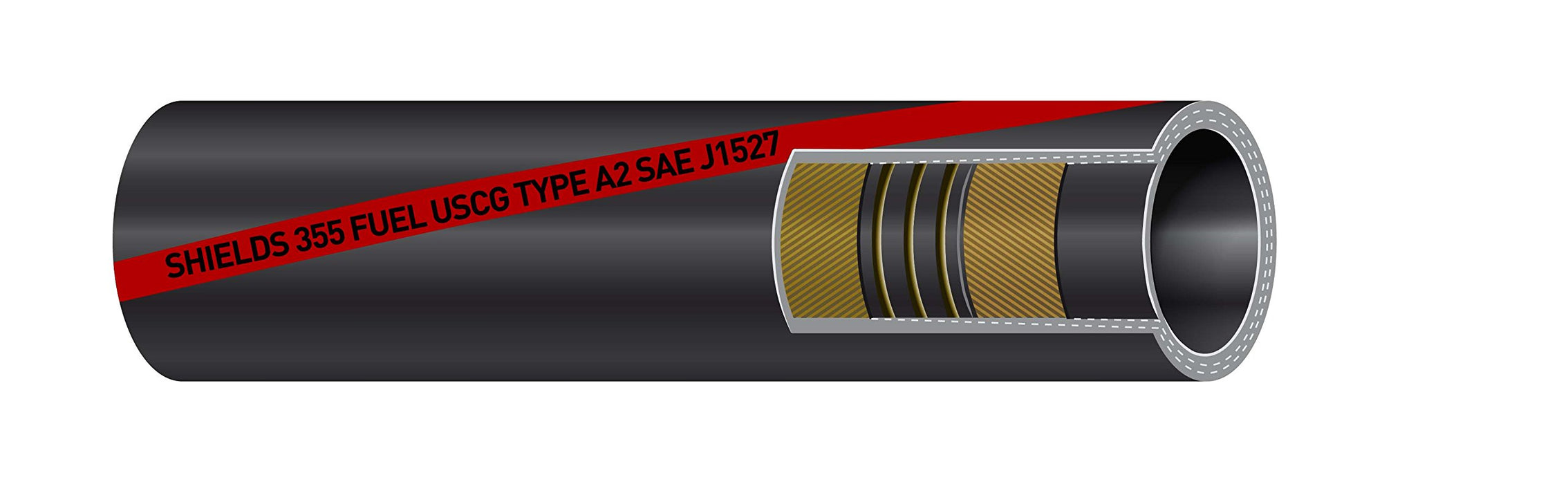 Shield 16-355-1125 Shields Marine Type A2 Series 355 Fuel Fill Hose, 1.5" ID & 1-57/64" OD