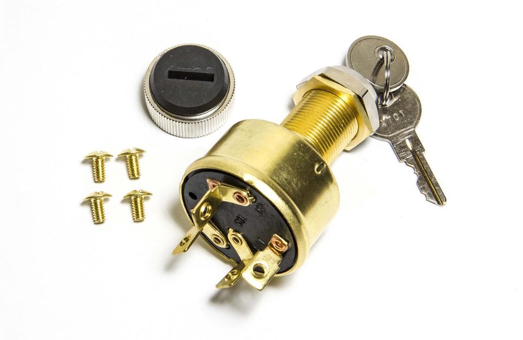 Sierra MP39070 Conventional 4 Position 1" Brass 4 Screw Terminal 12V 15 Amp, Ignition Starter Switch