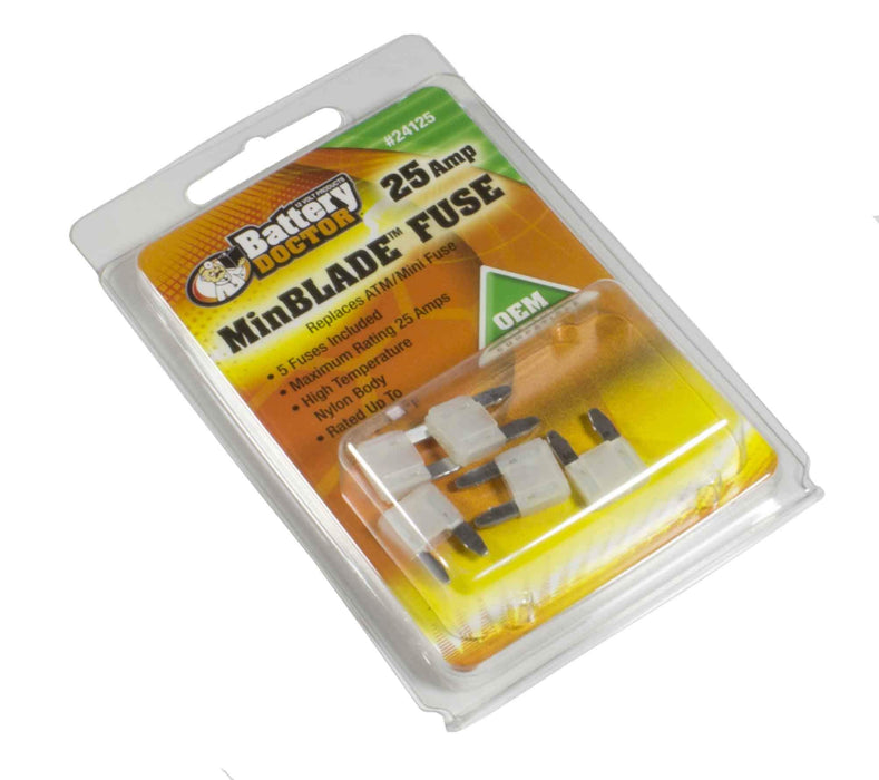 Wirthco 24125 Battery Doctor Minblade Fuses, 25A, 5/Pk
