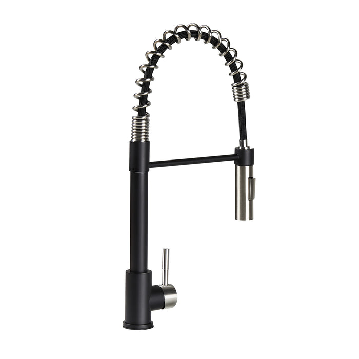 Lippert 2022109922 Coiled Pull Down Faucet, Black/Stainless Steel