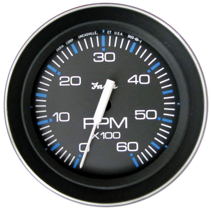 Faria F33004 Coral Black 4" Gauge 6000 RPM Tachometer (Gas) (Inboard & IO)