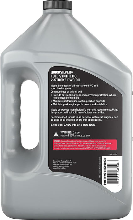 Quicksilver 8M0058908 Full Synthetic 2-Stroke PWC Marine Engine Oil, 1 Gallon