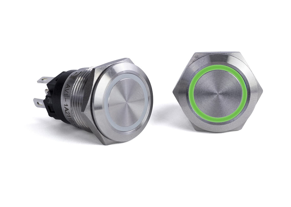 Sierra AV10040G Push-Button Switch, Off/On, Green Halo LED