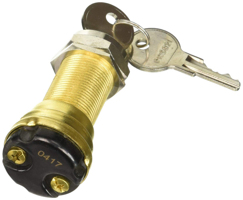 Sierra MP39020 Conventional 2 Position 1 1/8" Brass 2 Screw Terminal 12V 15 Amp, Ignition Starter Switch