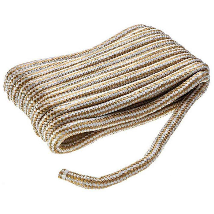 Seachoice Double-Braid Nylon Dock Line w/ Eye Splice, Pre-Shrunk, Heat Stabilized, 3/4 In. X 50 Ft., Gold White