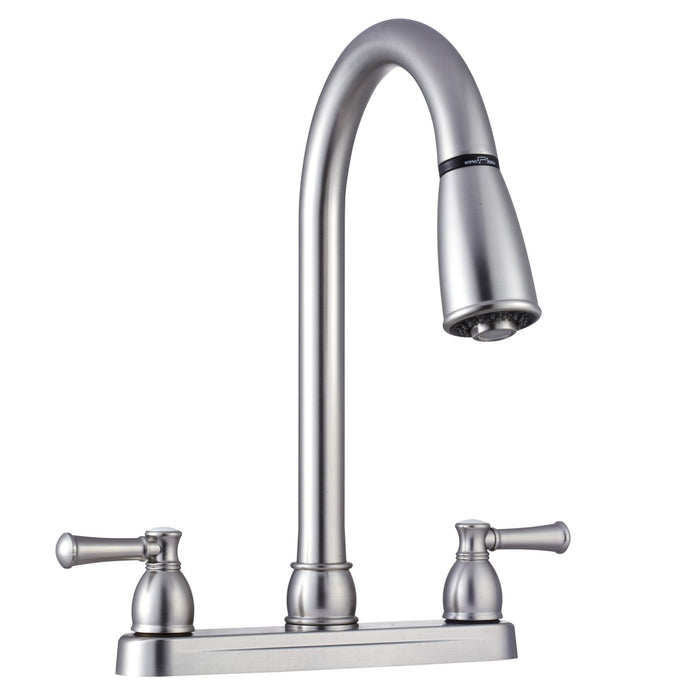 Dura Faucet DF-PK350L-SN Non-Metallic Dual Lever Pull-Down Kitchen Faucet, Satin Nickel
