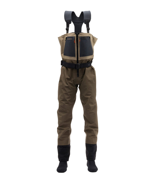 Grundens 90001-356-7612 Men's Boundary Zip Stockingfoot Wader-Stone/Otter-XXL, Short (12-13)
