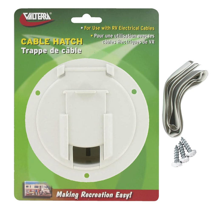 Valterra A10-2137VP Cable Hatch, Medium Round, White