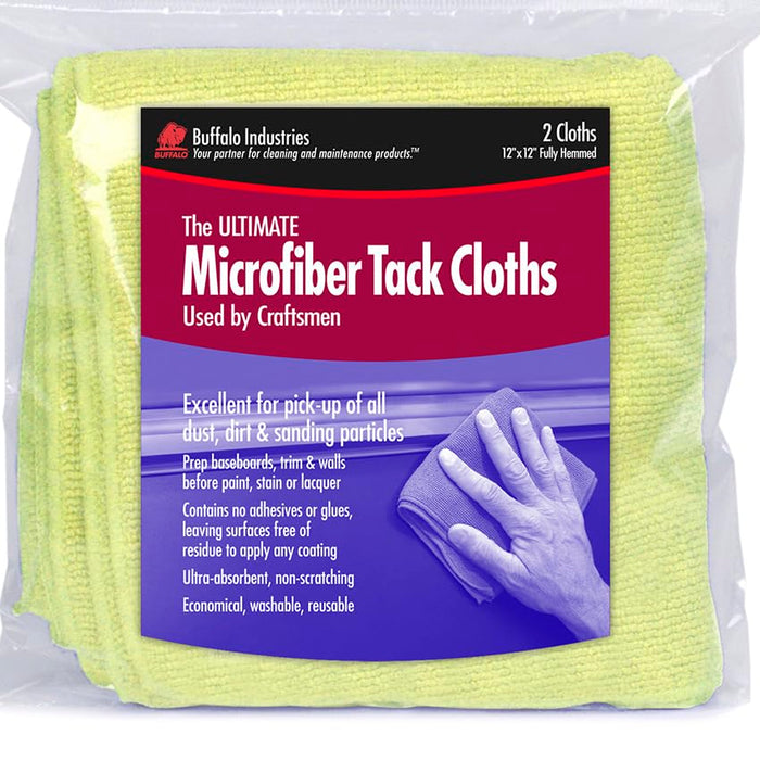 Buffalo Rags 65008 Microfiber Tack Cloths, Yellow, 2/pk