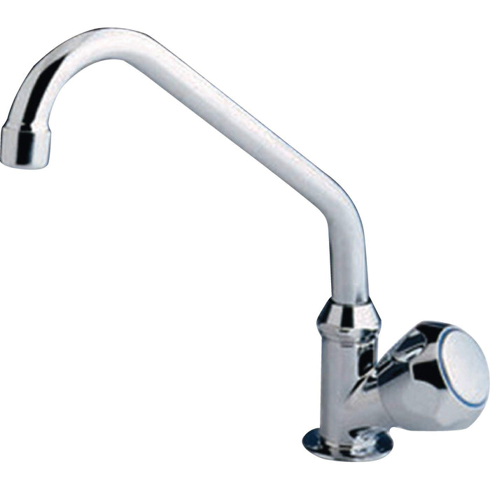 Scandvik 10169P Standard Cold Water Tap w/ Double Bend Swivel Spout, Standard Knob
