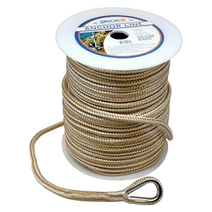 Sea Dog 302110060G/W-1 Premium Double Braided Nylon Anchor Line Gold/White, 3/8" Ã— 60'
