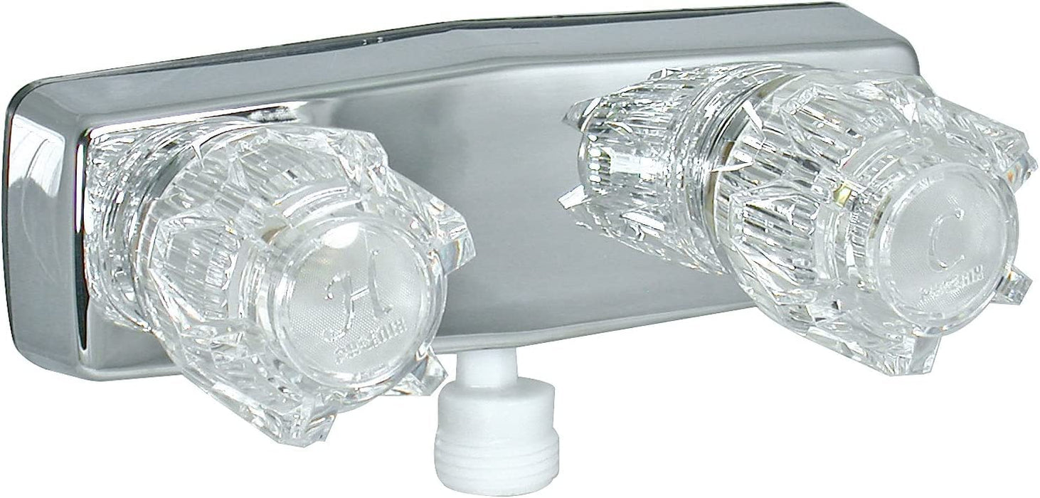 Valterra PF213350 Phoenix DuraPro Chrome Finish Two Handle 4" RV Shower Valve, Faucet w/ Clear Acrylic Knobs