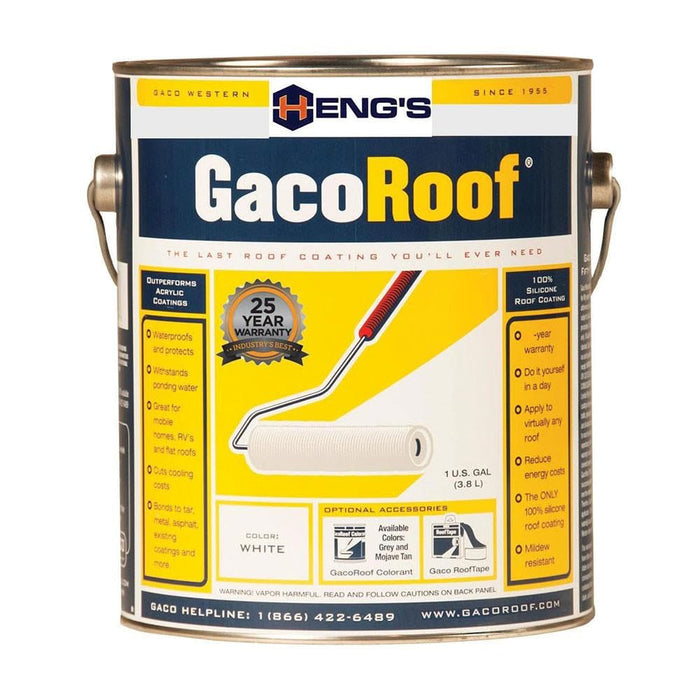 Hengs HGR1600-1 Gacoroof Silicone Roof Coating, White, Gal
