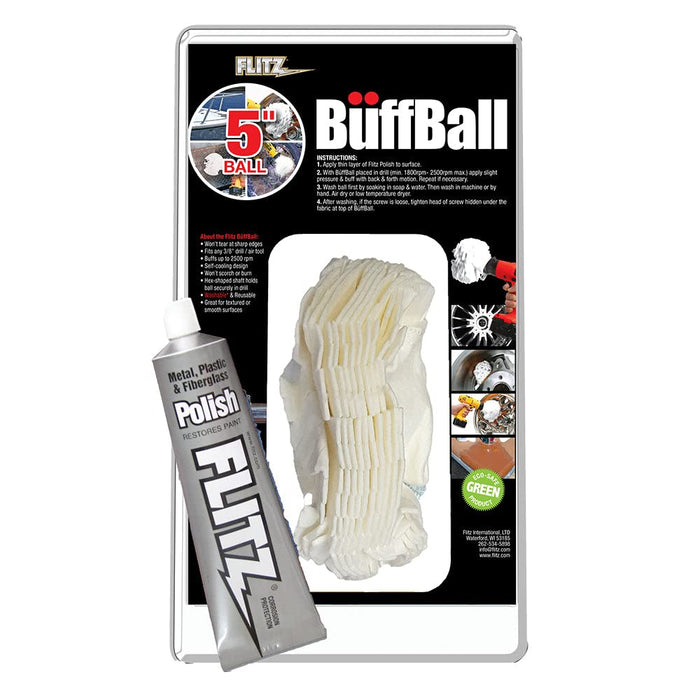 Flitz PB 101-50 Buff Ball Large 5" White w/1.76oz Tube Polish