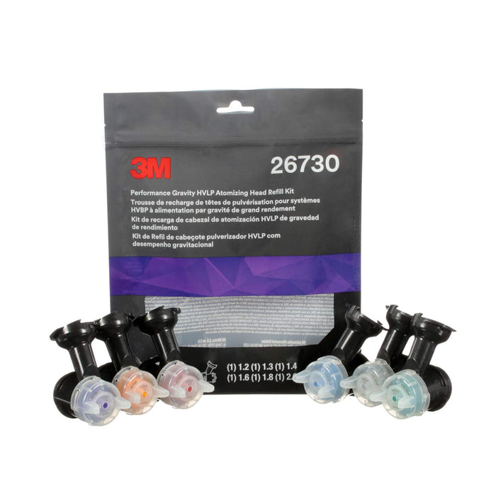 3M 26730 Performance Gravity HVLP Atomizing Head Refill Kit, Variety Kit, 6/pk