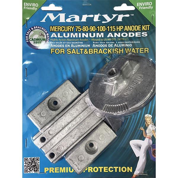 Martyr CMM75115KITA Aluminum Anode Kit For Mercury 75-80-90-100-115HP Engines