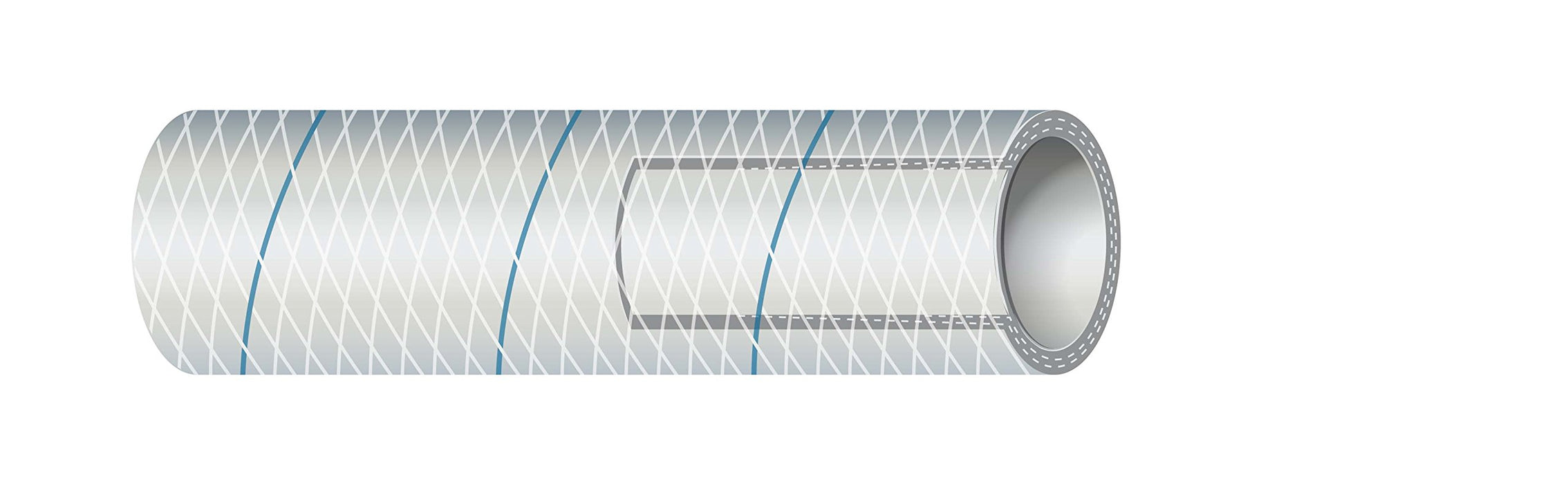 Shield 16-164-0585 Shields Marine Hose Clear Reinforced Series 164 PVC Tubing w/, Blue Tracer
