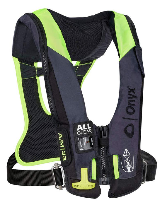 Kent 134300-701-004-21 Onyx Impulse A/M 33 All Clear w/Harness Auto/Manual, Inflatable Life Jacket Grey