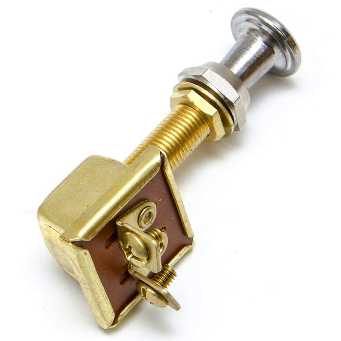 Sierra MP39380 Waterproof Off/On 2 Screw Terminal SPST Push-Pull Switch, Chrome & Brass Knob