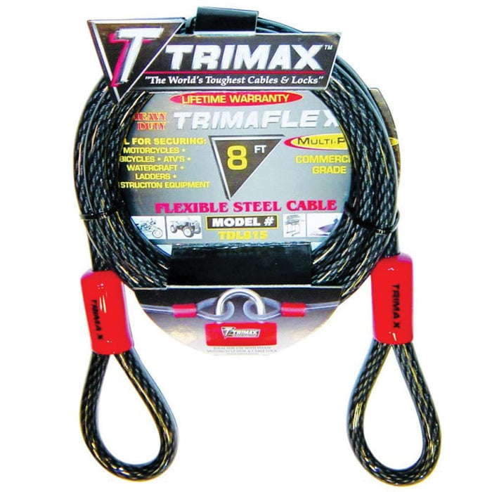 Trimax Locks TDL815 Trimax Dual Loop Quadra Braid Trimaflex Cable, 8' L x 15mm