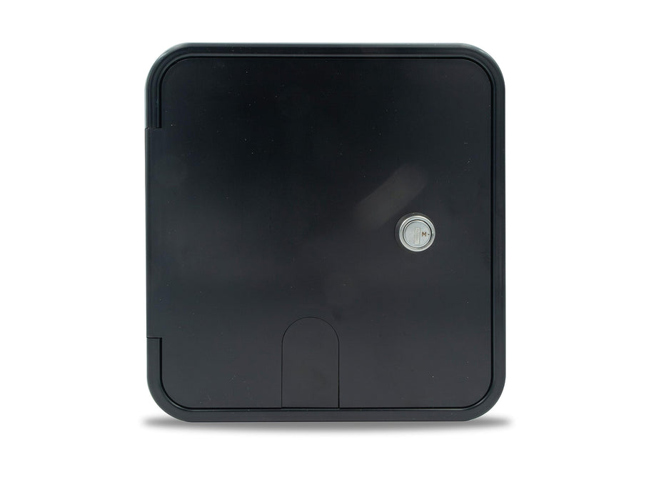 B&B Molders 94338 Square Electric Cable Hatch, Large w/Open Back & Key Lock, Black