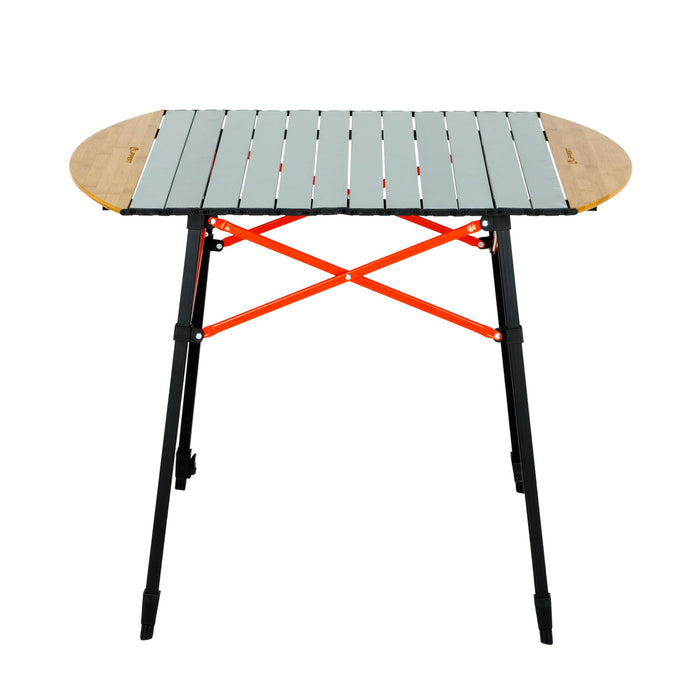 Lippert 2023053727 Roll Top Camping Table Bamboo & Hammer Grey, 31.5" x 8.7" x 4.7" Folded, 80 lbs.