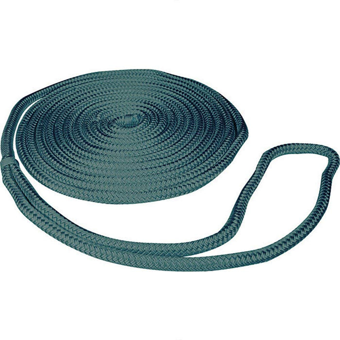 Seachoice Double-Braid Nylon Dock Line w/ Eye Splice, Pre-Shrunk, Heat Stabilized, 3/8 In. X 20 Ft., Forest Green