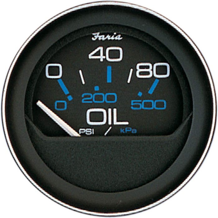 Faria F13002 Coral Black 2" Oil Pressure Gauge 80 PSI
