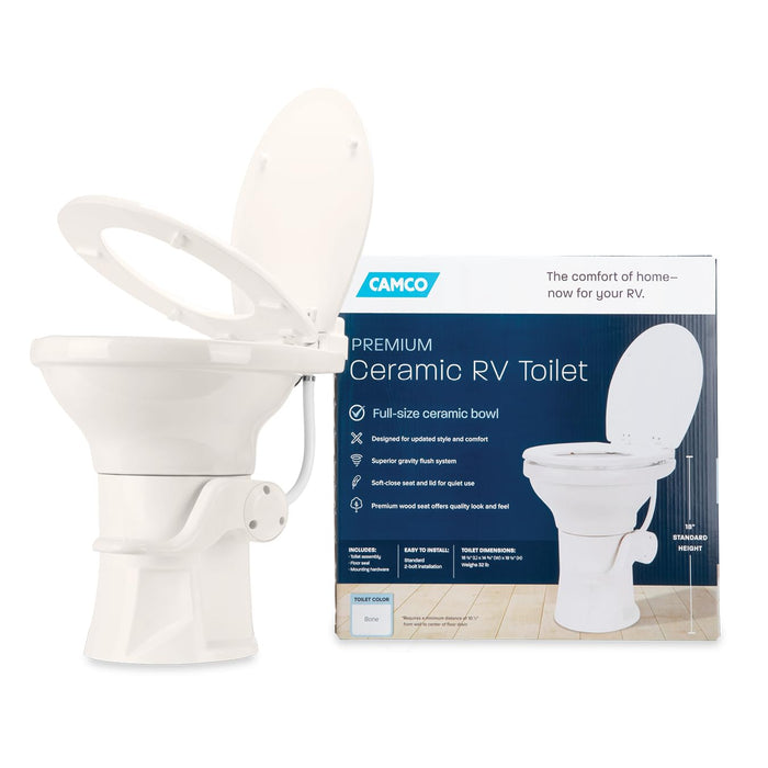 Camco 41715 Premium Ceramic RV Toilet, Bone