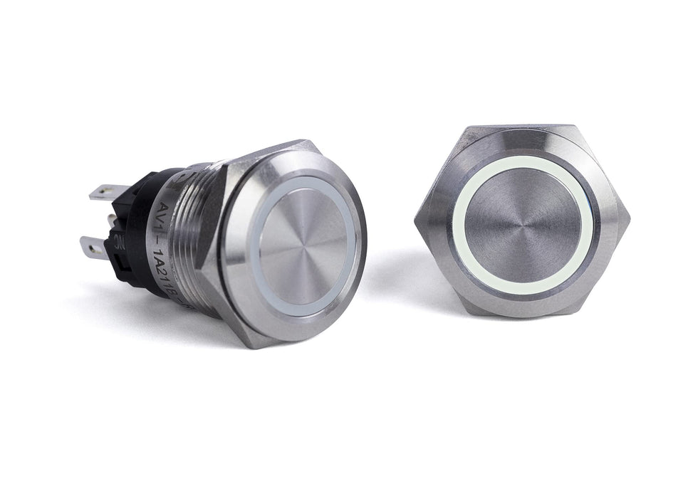 Sierra AV10040W Push-Button Switch, Off/On, White Halo LED
