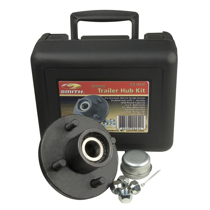 C.E. Smith 13110 Pre-Greased Replacement Hub Kit, 4 Stud, 1" Straight Shaft, 1250 lb.