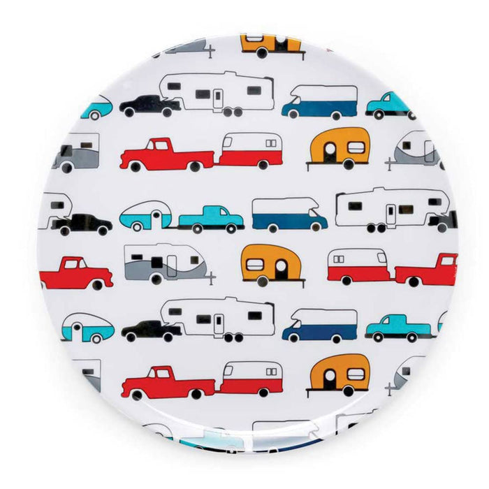 Camco 53224 Melamine Dishware, Multi-color RV & Truck Pattern, 9-3/4" Dinner Plate
