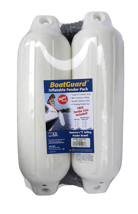 Taylor Made Products 310152P Taylor 2Pk Boatguard Fenders W/Fender Line, White, 5" x 18"