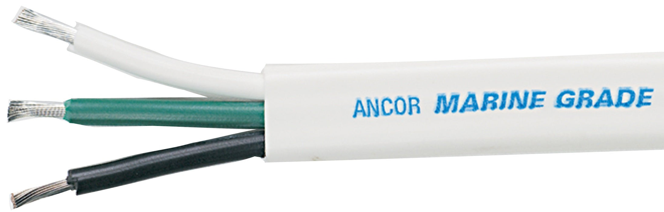 Ancor 131370 Marine Grade™ Tinned Triplex Cable, Black/Green/White Conductors, 12/3 AWG, 700', White Jacket