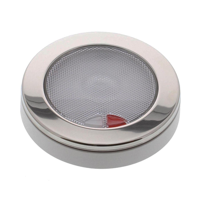 Hella 980630012 EuroLED 150 Round Touch Lamp, White/Red w/Polished SS Rim
