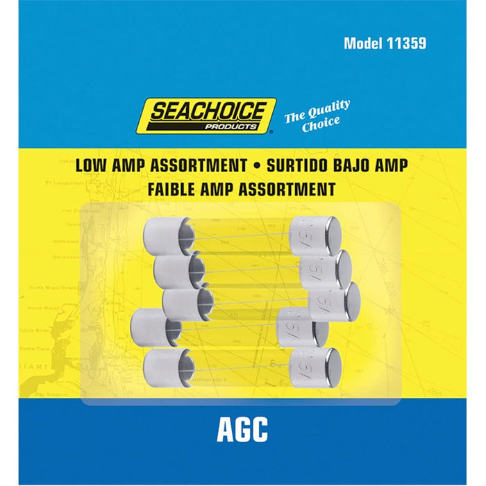 Seachoice SC11359 Low Amp AGC Glass Fuse Assortment, 5ea