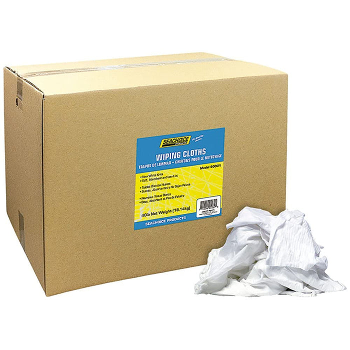 Seachoice 6403-50-SC 90031 New White Knits Wiping Cloths, 40-lb. Box