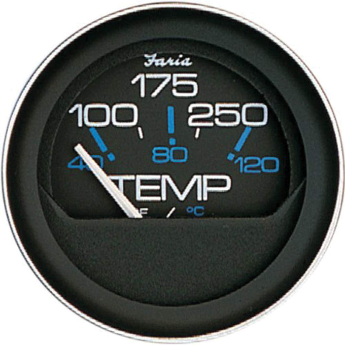 Faria F13004 Coral Black 2" Water Temperature Gauge (100-250F)