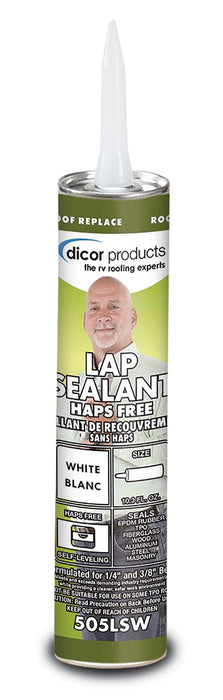 Dicor Corporation 505LSW-1 Rubber Roof Sealant, EPDM Self-Leveling Lap Sealant (No Hazardous Solvents), White