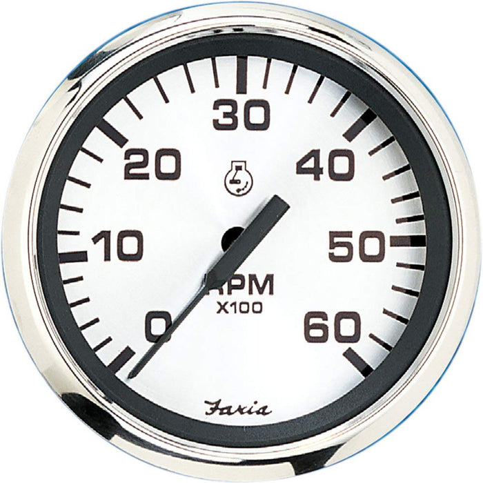 Faria 32904 Euro 4" Gauge 6000 RPM Tachometer (Gas) (Inboard & I/O)
