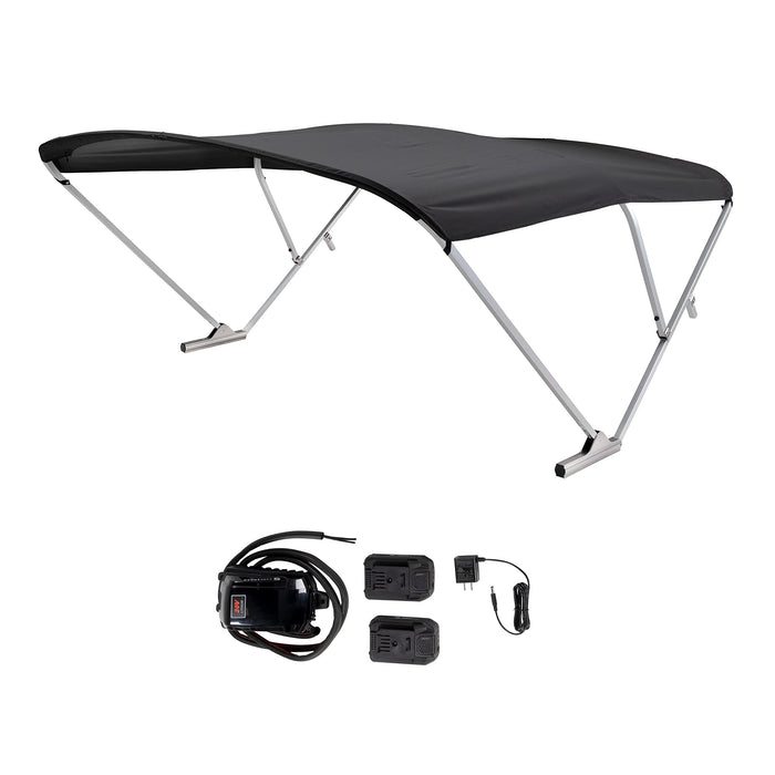 Taylor Made Products 2021133086 Taylor Sureshade Power Bimini w/Battery Option, Black w/Clear Anodized Frame