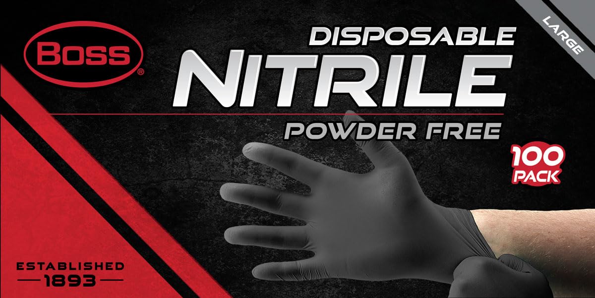 West Chester Gloves B21051-L Westchester Disposable Nitrile Gloves, Large, Black, 100/pk