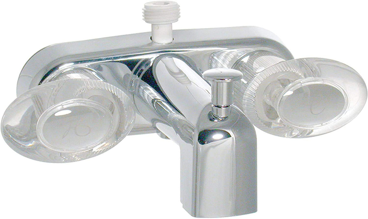Valterra PF223361 Catalina Two Handle RV Tub Diverter Faucet, Chrome w/Clear Handles